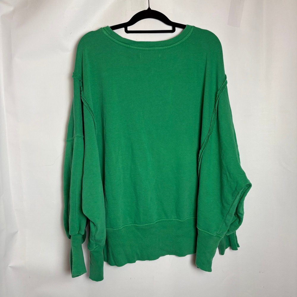 NWT We The Free Free People Camden Jolly Rancher Green Oversized Sweatshirt L - Picture 6 of 9